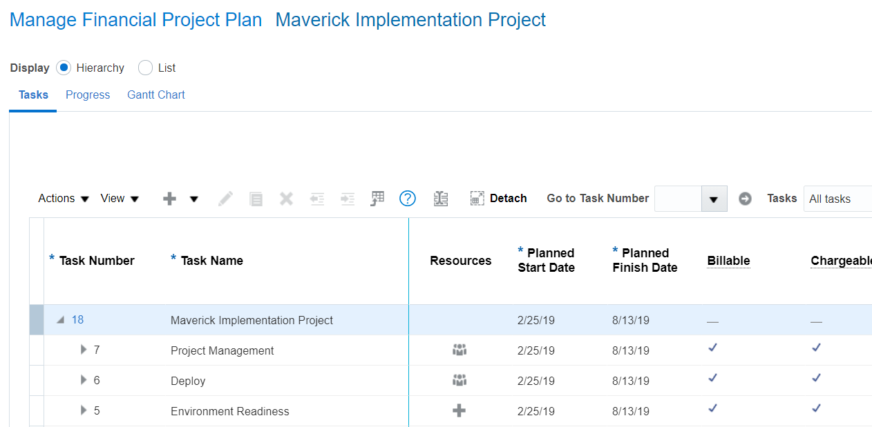 Manage Financial Project Plan in Oracle PPM Cloud