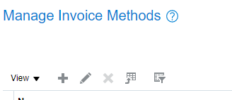Manage Invoice Methods page in Oracle PPM Cloud